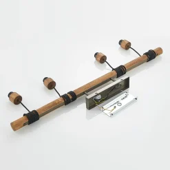 Lindby hængelampe Durbis, 116 cm, 4 lyskilder, grå, træ, E27