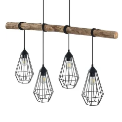 Lindby hængelampe Eldarion, 116 cm, 4 lyskilder, træ, E27