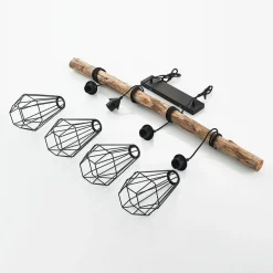 Lindby hængelampe Eldarion, 116 cm, 4 lyskilder, træ, E27