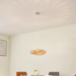 Lindby hængelampe Eleane, bambus, natur, Ø 50 cm