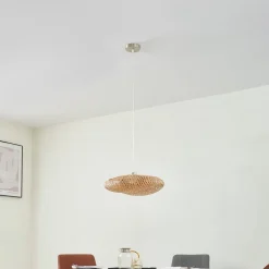 Lindby hængelampe Eleane, bambus, natur, Ø 50 cm