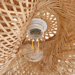 Lindby hængelampe Eleane, bambus, natur, Ø 50 cm