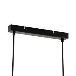 Lindby hængelampe Enrique, amber, 4 lyskilder, glas, træ, E27