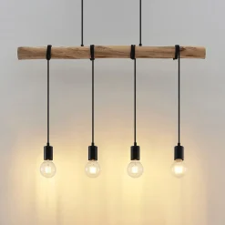 Lindby hængelampe Ferris, 4 lyskilder, 90 cm, træ, E27