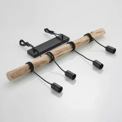 Lindby hængelampe Ferris, 4 lyskilder, 90 cm, træ, E27