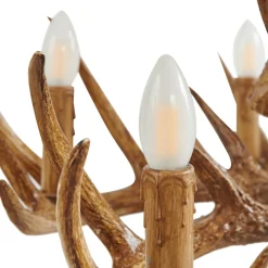 Lindby hængelampe Fibi, brun, gevir, 6 lyskilder E14