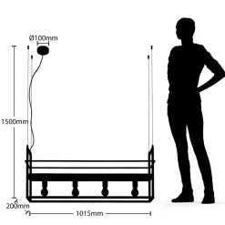 Lindby hængelampe Grisela, hylde, sort, metal, 120 cm