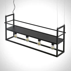 Lindby hængelampe Grisela, hylde, sort, metal, 120 cm