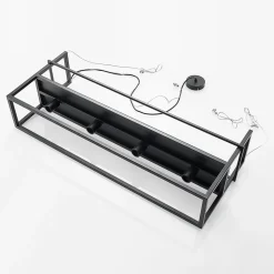 Lindby hængelampe Grisela, hylde, sort, metal, 120 cm