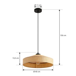 Lindby Hængelampe Haldor, hør, vævet, natur, Ø 40 cm