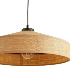 Lindby Hængelampe Haldor, hør, vævet, natur, Ø 40 cm