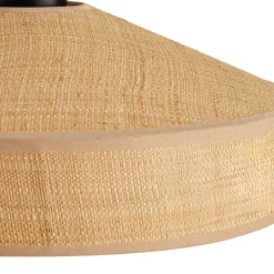 Lindby Hængelampe Haldor, hør, vævet, natur, Ø 40 cm