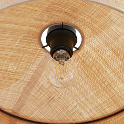 Lindby Hængelampe Haldor, hør, vævet, natur, Ø 40 cm