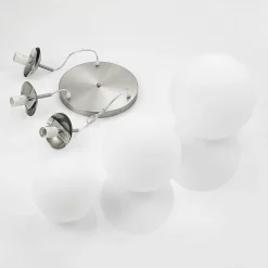 Lindby hængelampe Heleska, hvid, glas, 3 lyskilder, Ø 47cm