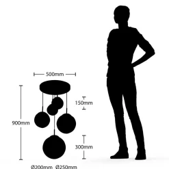 Lindby hængelampe Heleska, hvid, glas, 5 lyskilder, Ø 50 cm