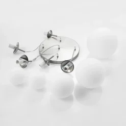 Lindby hængelampe Heleska, hvid, glas, 5 lyskilder, Ø 50 cm