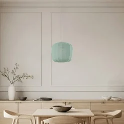 Lindby hængelampe Helin, blå, Ø 35 cm, stof