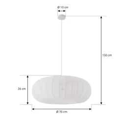 Lindby hængelampe Helin, hvid, Ø 70 cm, tekstil, 3 x E27