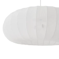 Lindby hængelampe Helin, hvid, Ø 70 cm, tekstil, 3 x E27