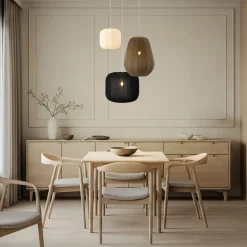 Lindby hængelampe Helin sort/hvid/grå, Ø 60 cm, 3 lyskilder