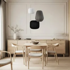 Lindby hængelampe Helin sort/hvid/grå, Ø 60 cm, 3 lyskilder