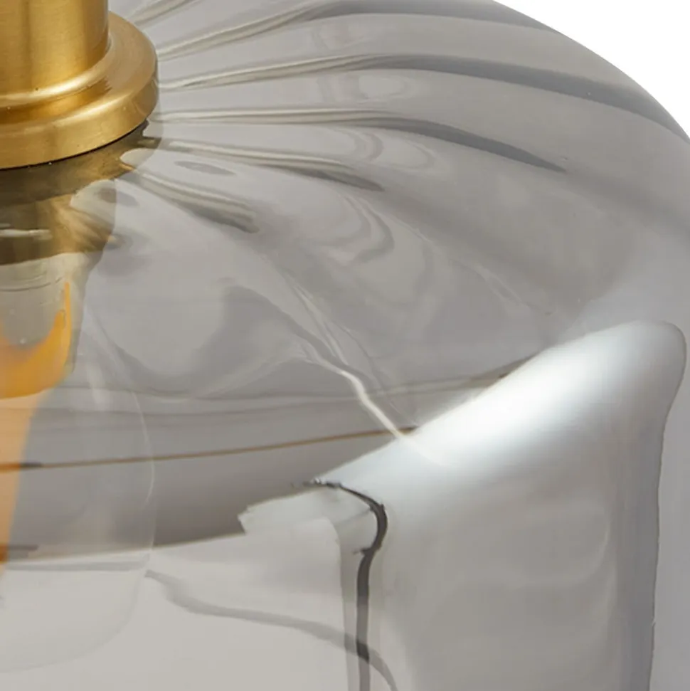 Lindby hængelampe Hildur, 5 lyskilder, røgfarvet grå, glas