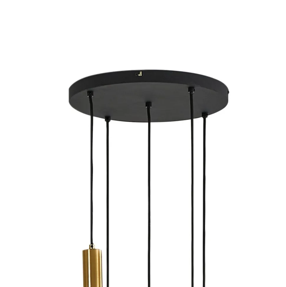 Lindby hængelampe Hildur, 5 lyskilder, røgfarvet grå, glas