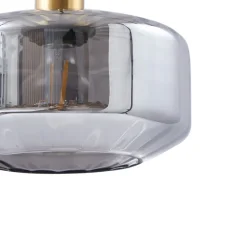 Lindby hængelampe Hildur, Ø 22 cm, 1 lyskilde, røggrå, glas