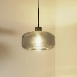 Lindby hængelampe Hildur, Ø 28,5 cm, 1 lyskilde, grå, glas