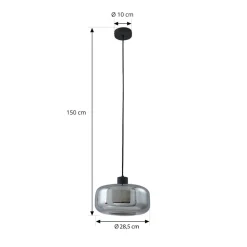 Lindby hængelampe Hildur, Ø 28,5 cm, 1 lyskilde, grå, glas