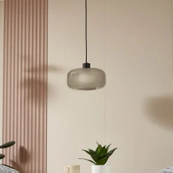 Lindby hængelampe Hildur, Ø 28,5 cm, 1 lyskilde, grå, glas