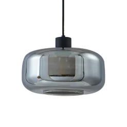 Lindby hængelampe Hildur, Ø 28,5 cm, 1 lyskilde, grå, glas