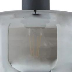 Lindby hængelampe Hildur, Ø 28,5 cm, 1 lyskilde, grå, glas