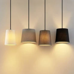 Lindby hængelampe Hinai, sort/grå/hvid, tekstil, 116 cm