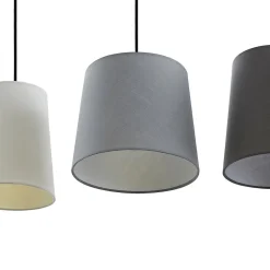 Lindby hængelampe Hinai, sort/grå/hvid, tekstil, 116 cm