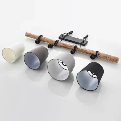 Lindby hængelampe Hinai, sort/grå/hvid, tekstil, 116 cm