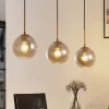 Lindby hængelampe Hiwana, røggrå, glas, 3 lyskilder