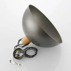 Lindby hængelampe Holgar, grøn, træ, metal, Ø 45 cm, E27