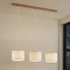 Lindby hængelampe Imarin, 3 lyskilder, hvid, tekstil, 100 cm
