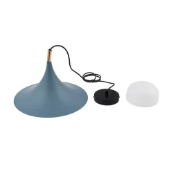 Lindby hængelampe Jarl, blå, metal, Ø 35 cm, G9