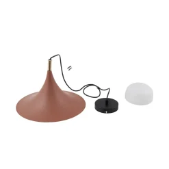 Lindby hængelampe Jarl, brun, metal, Ø 35 cm, G9