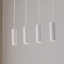 Lindby hængelampe Joffrey, 76 cm, hvid, 4 lyskilder, GU10