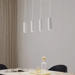 Lindby hængelampe Joffrey, 76 cm, hvid, 4 lyskilder, GU10