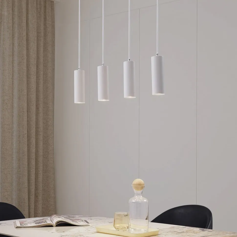 Lindby hængelampe Joffrey, 76 cm, hvid, 4 lyskilder, GU10