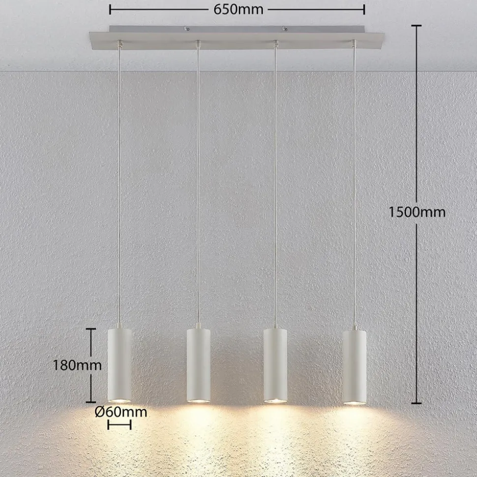 Lindby hængelampe Joffrey, 76 cm, hvid, 4 lyskilder, GU10