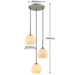 Lindby hængelampe Jurian, Ø 32 cm, 3 lyskilder, nikkel/opal, glas