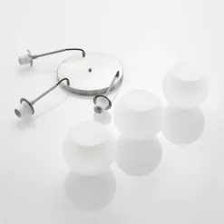 Lindby hængelampe Jurian, Ø 32 cm, 3 lyskilder, nikkel/opal, glas