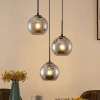 Lindby hængelampe Jurian, 32 cm, 3 lyskilder, sort/røget, glas