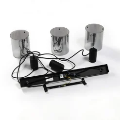 Lindby hængelampe Kourtney, 3 lyskilder, sort/grå, glas, E27