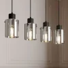 Lindby hængelampe Kourtney, 4 lyskilder, sort/grå, glas, E27